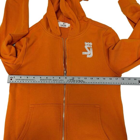 SJ Orange Full Zip Hoodie Rhinestone Embellished Logo Casual Comfy - Picture 8 of 8